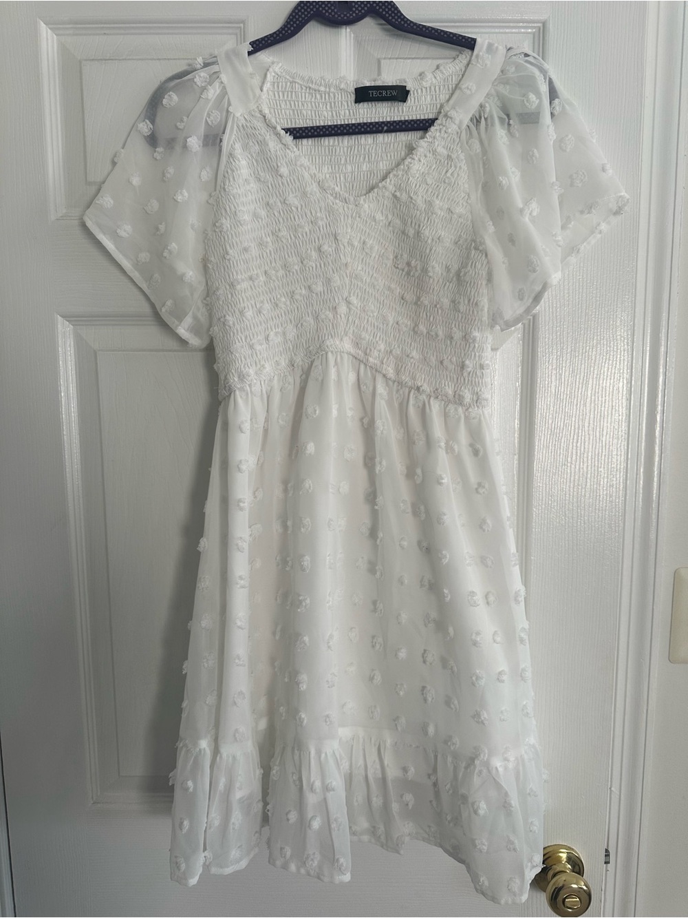White Bridal Wedding event Smocked Bodice Women’s Mini Dress nwot size small